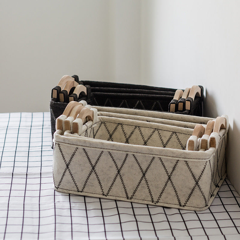 Desktop Storage Box, Felt Organizer Basket for Cosmetics