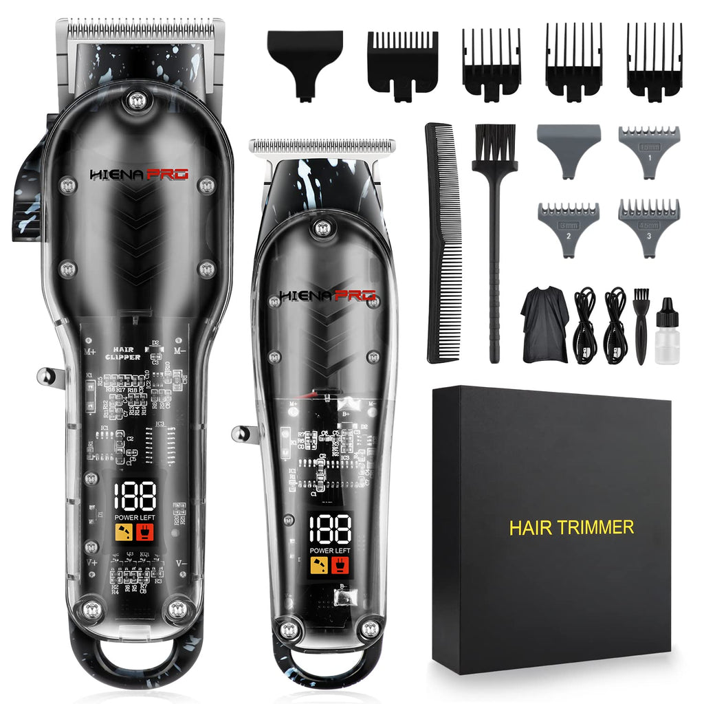 Tondeuse à Cheveux Hiena PRO pour Hommes, Kit de Tondeuses de Précision sans Fil Rechargeables Professionnelles avec Affichage LED, Cadeaux pour Hommes
