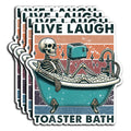 Pack 4PCS Live Laugh Toaster Bath Stickers Funny Baths Bomb Waterproof Vinyl Decals Decor Hard Hat Laptop Car Notebook Phone Truck Water Bottle Helmet Bumper Birthday Gift