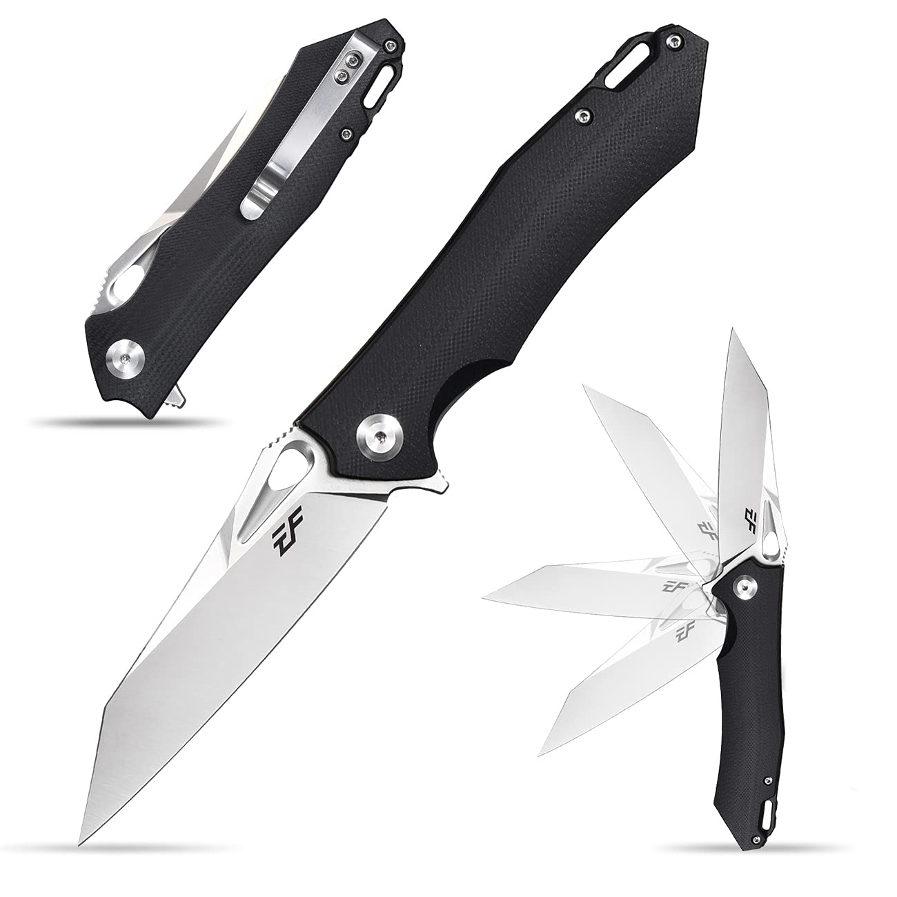Eafengrow EF934 Pocket Knife D2 Steel Blade Folding Knife G10 Handle Liner Lock Camping Survival Tool Knives for Outdoor Camping Survival Hiking(black)