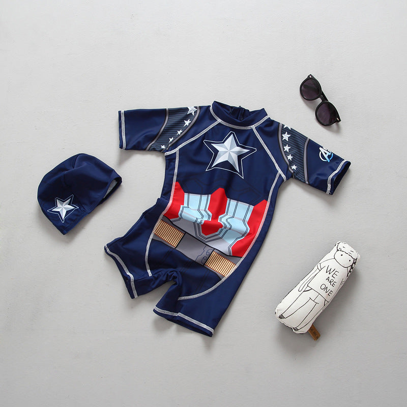 Children's Cartoon Print One-Piece Swimsuit
