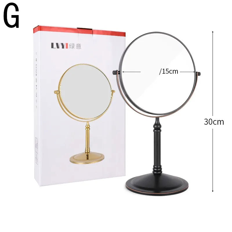 European Retro Household Double-Sided Desktop Makeup Mirror
