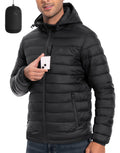 Mens Lightweight Packable Puffer Jacket with Hood Warm Insulated Puffy Winter Jacket Coat for Snow Hiking Travel