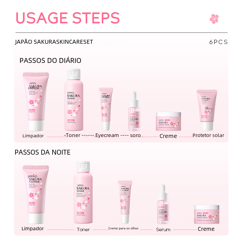LAIKOU Cherry Blossom Skincare Set with Cleanser & Cream