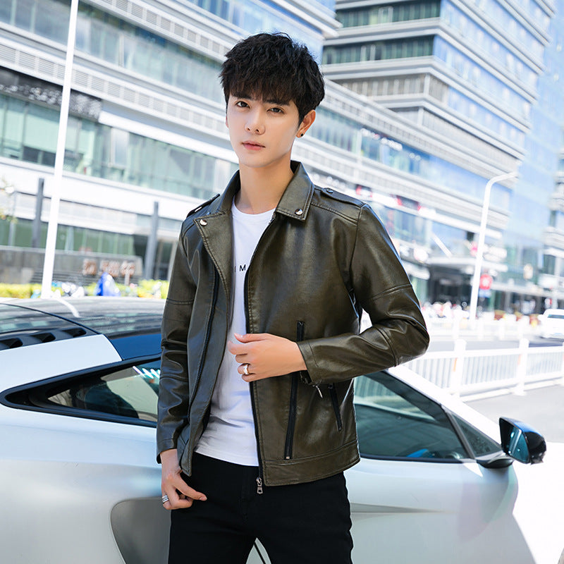 Men's Slim Fit Soft Leather Jacket for Spring/Fall