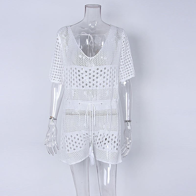 Knitted Women's One-Piece Swimsuit and Bikini Coverall