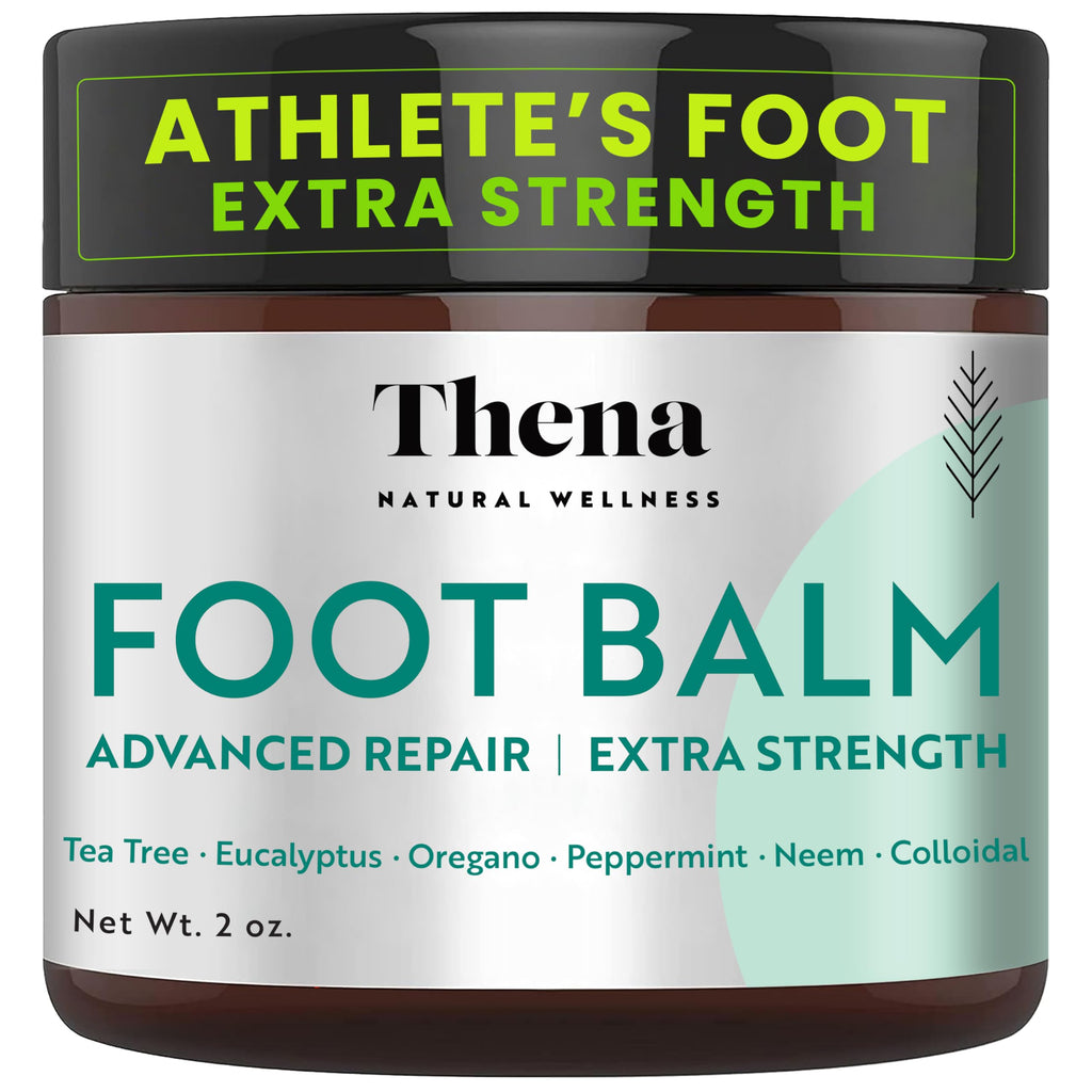 THENA Natural Wellness Athletes Foot Balm Extra Strength Athletes Foot Treatment Cream Heals Dry Cracked Feet Heels Itchy Skin Nails Toenails Advanced Foot Care for Men Women