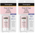 Neutrogena Pure & Free Baby Mineral Sunscreen Stick with Broad Spectrum SPF 50 & Zinc Oxide Water-Resistant Hypoallergenic Paraben- Dye- & PABA-Free Baby Face & Body Sunscreen 0.47 oz (Pack of 2)