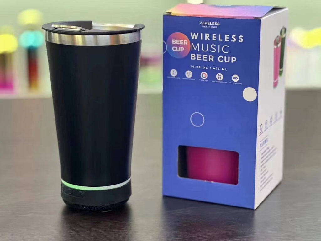 16oz Bluetooth Speaker Beer Mug - Stainless Steel Travel Cup