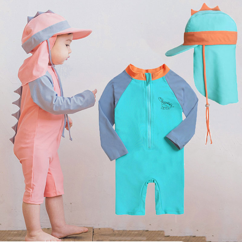 Dinosaur Print Summer One-Piece Swimsuit for Kids