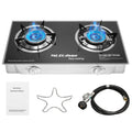 MOZODAWN Propane Stove 2 Burner Gas Outdoor Portable Camping Stove 30000 BTU Propane Burner with Auto IgnitionLPG Gas Stove for Camping with LPG Adapter Hose
