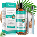 Coconut Mint Pulling Oil Mouthwash Helps with Fresh Mouth Breath Teeth Gum Whitening Healt Natural & Alcohol-Free with Guru Tongue Scraper Toothbrush (8 Fl.Oz)