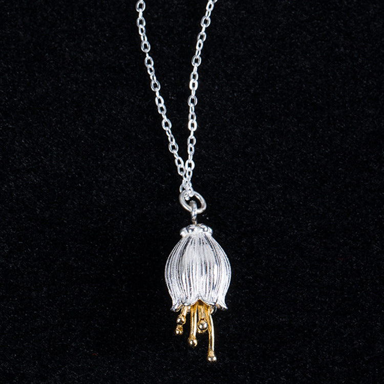 S925 Silver Flower Pendant Vintage Style Necklace
