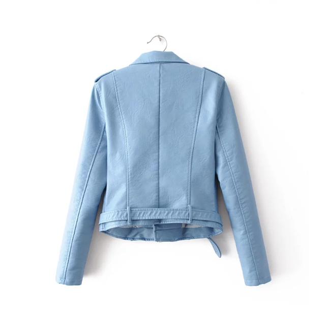 2020 Women's Slim Fit Leather Jacket with Zipper