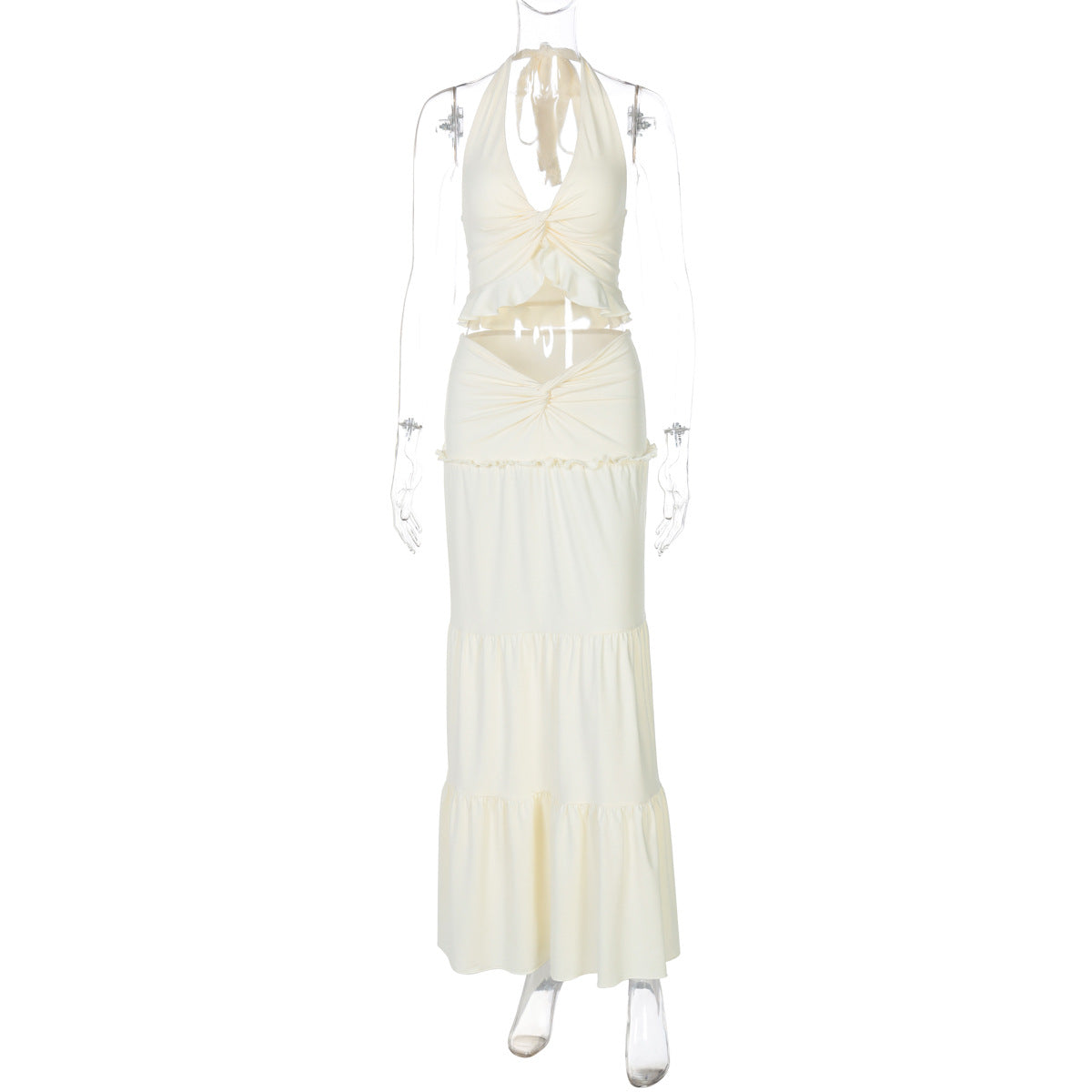 V-Neck Halter Dress Set