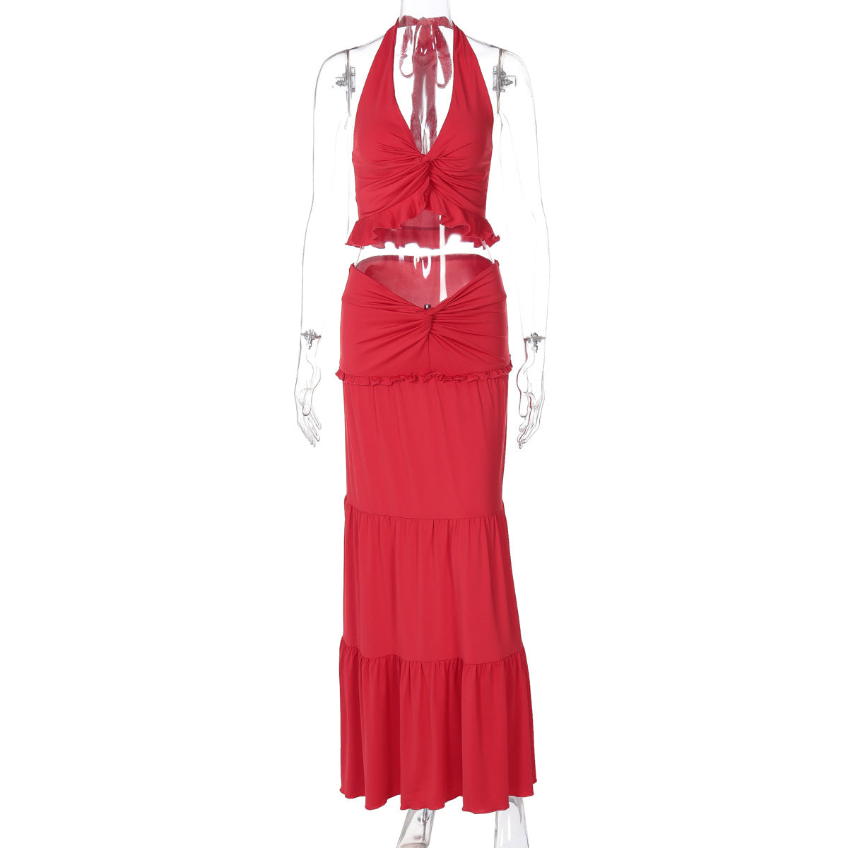 V-Neck Halter Dress Set