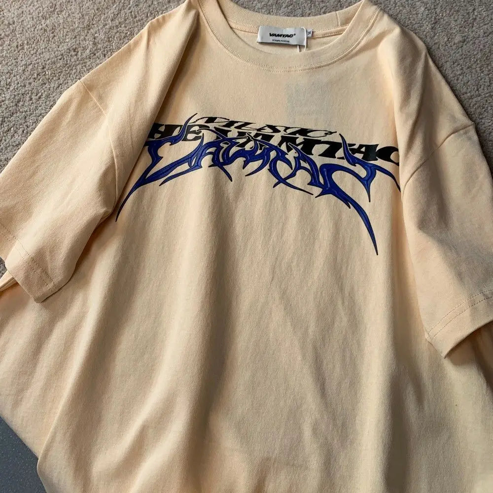 American Vintage Letter Print Graphic T-shirt for Couples