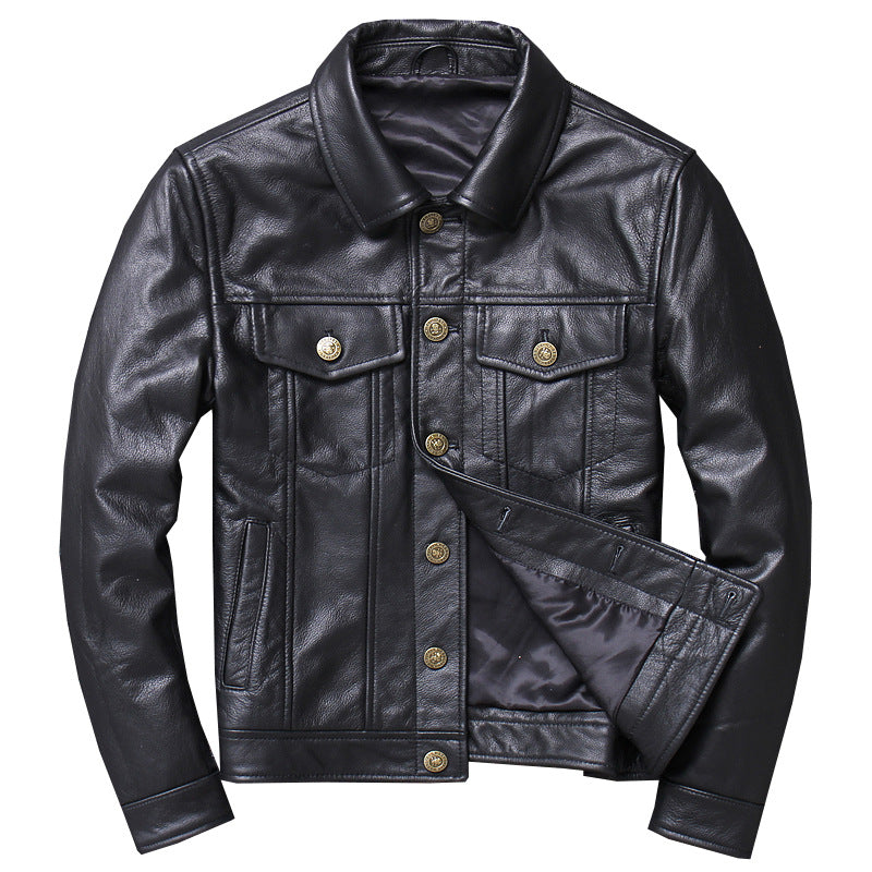 Men's Slim Fit Genuine Leather Motorcycle Jacket