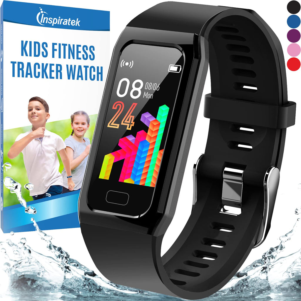 Inspiratek Kids Fitness Tracker for Girls and Boys (Age 5-16) - Waterproof Fitness Watch for Kids with Heart Rate Monitor Sleep Monitor Calorie Counter and More - Kids Activity Tracker (Blue)