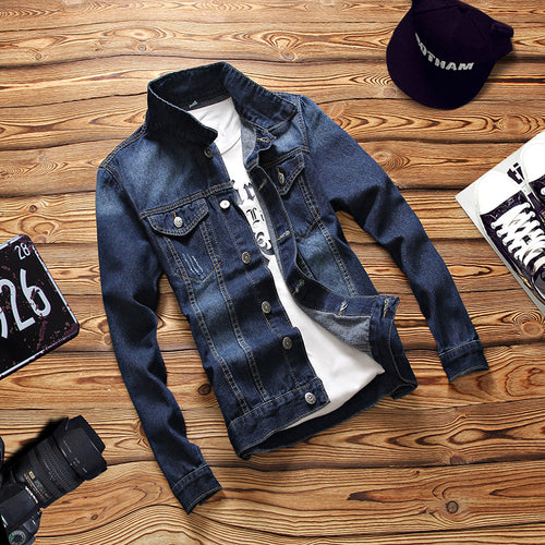 2020 Men's Slim Fit Denim Jacket for Fall Fashion