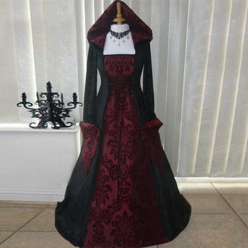 2019 Vintage Style Long Sleeve Hooded Dress