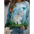 Casual Women's Long-Sleeved T-Shirt with Cartoon Print