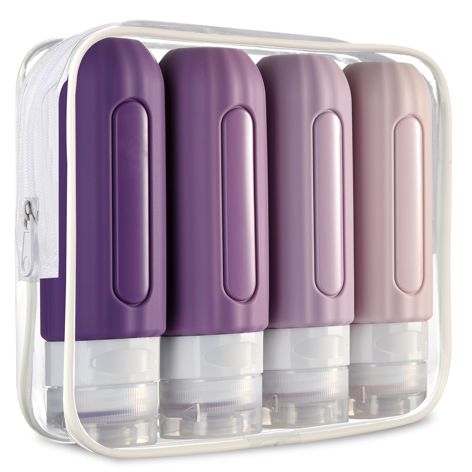 Mrsdry Travel Bottles for Toiletries TSA Approved Silicone Travel Bottles BPA Free 3oz Leak Proof Travel Size Bottles Travel Accessories for Shampoo Body Wash Lotion Soap Liquids (4 Pack)