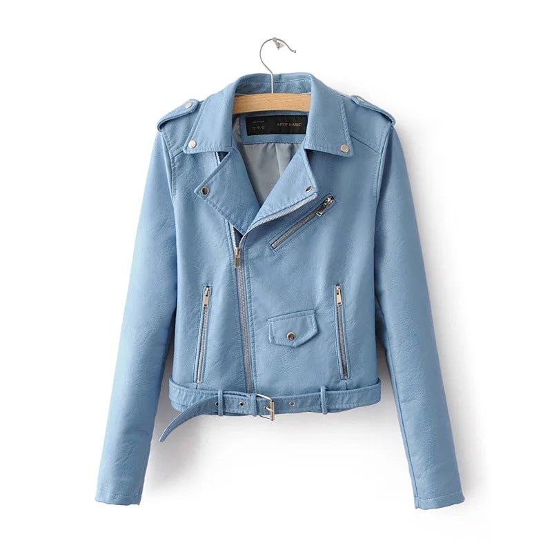 2020 Women's Slim Fit Leather Jacket with Zipper