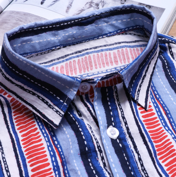 Men's Striped Short Sleeve Shirt - Summer Fashion Style