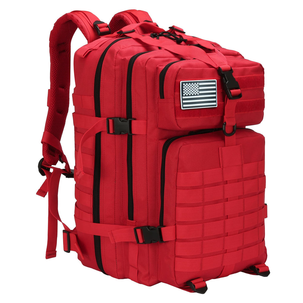 SEYATULLH Military Tactical Backpacks for Men/Women 45L Army Molle Daypack 3 Day Bug Out Bag Hiking Trekking Rucksack(45L red)