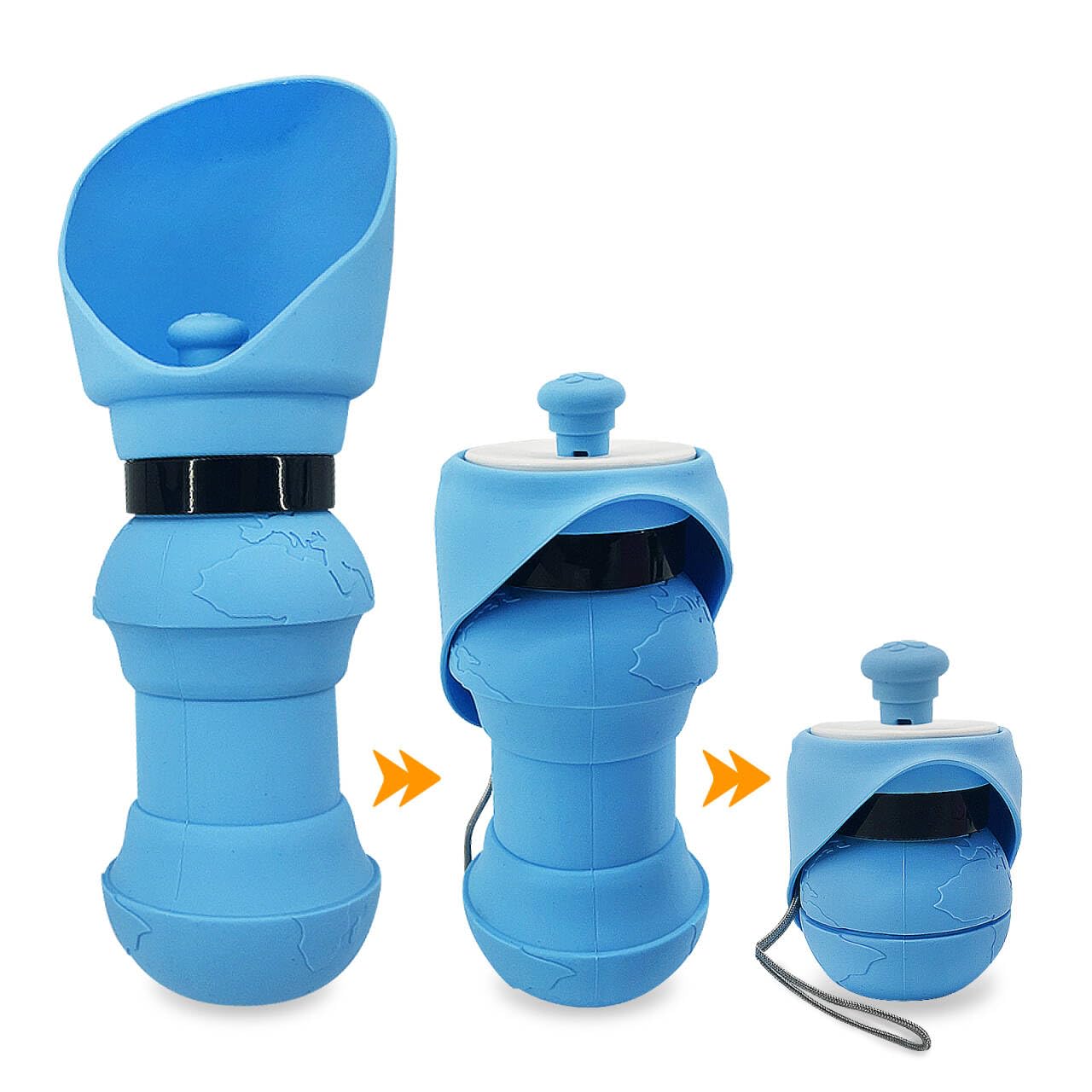 MEETCARE Silicone Dog Water Bottle Foldable Cup for Dog Travel Water Bottle Lightweight and Portable Dog Water Bottle Easy to Clean Suitable for Dogs Cats and Other Pets. (Light Blue 19oz)