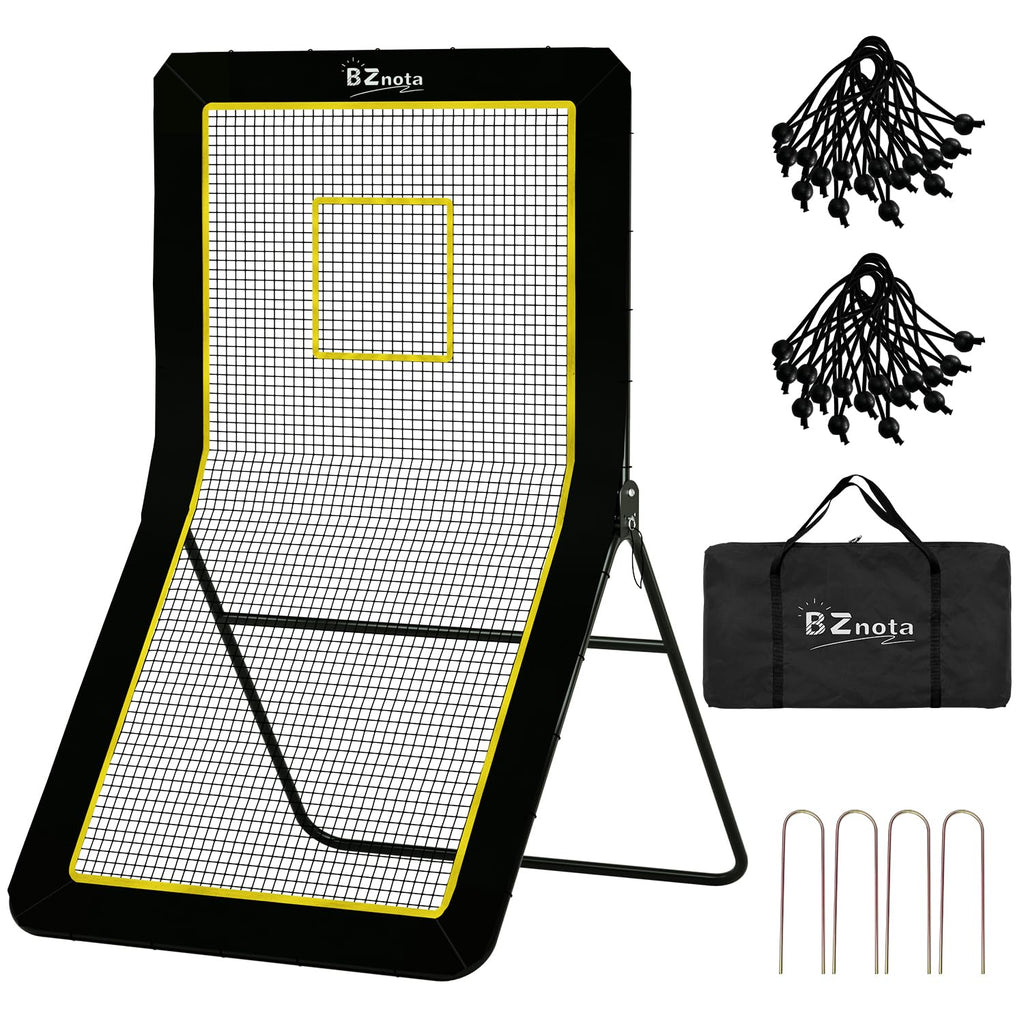 4x7FT Lacrosse Rebounder for Backyard Volleyball Rebounder Net with 5 Bounce Back Rebound Angles and Neon Target Lacrosse Ball Pitchback Throwback for Volleyball Baseball and Soccer Practice