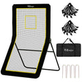 4x7FT Lacrosse Rebounder for Backyard Volleyball Rebounder Net with 5 Bounce Back Rebound Angles and Neon Target Lacrosse Ball Pitchback Throwback for Volleyball Baseball and Soccer Practice