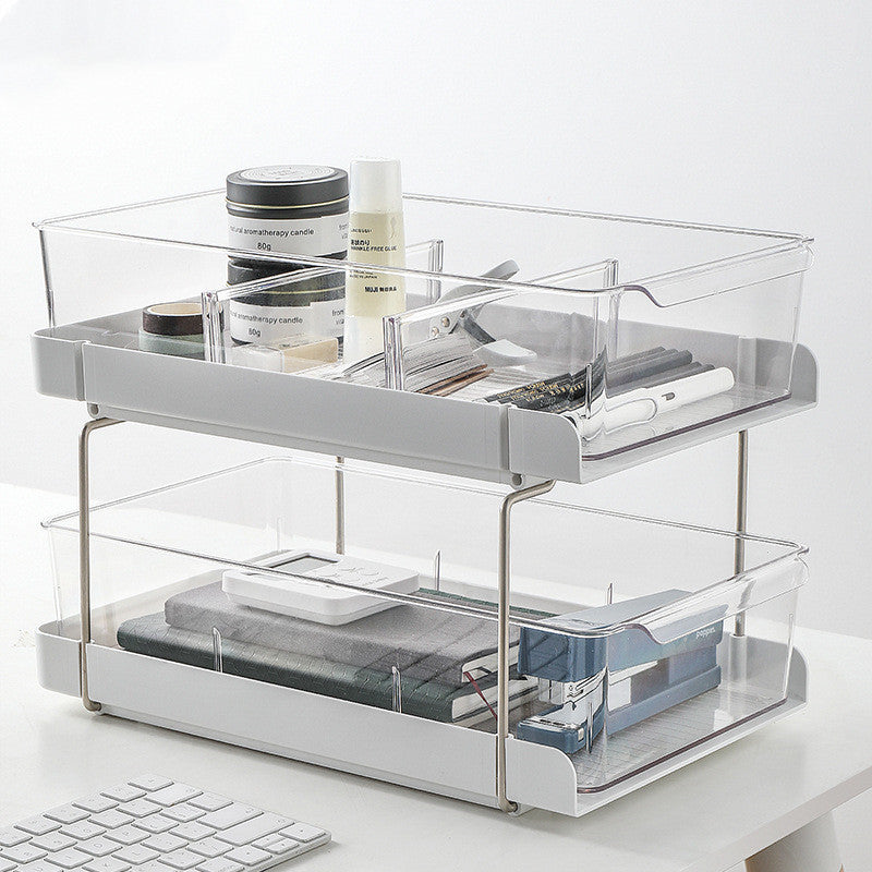 Double Drawer Pull-Out Rack for Seasoning & Cosmetics