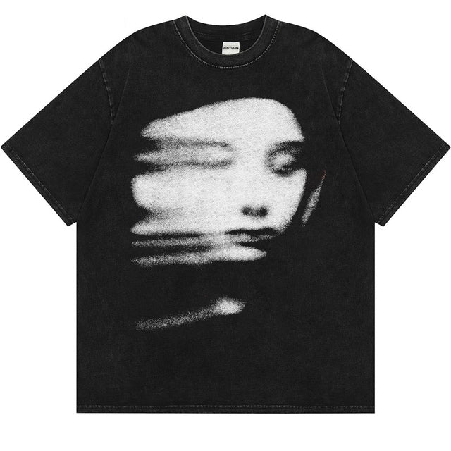 Harajuku 2024 Summer Men's Black Graphic T-Shirt