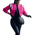Bbkkuck Womens Bomber Varsity Jacket Casual Long Sleeve Letterman Shacket Button Down Cropped Baseball Outerwear