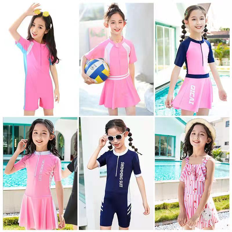Girls' One-Piece Swimsuit for Sun Protection Training