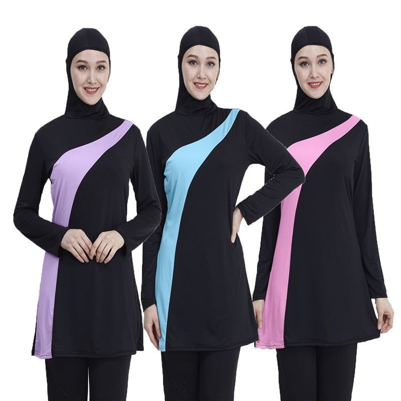 Women's Conservative Long Sleeve Swimsuit Two-Piece Set