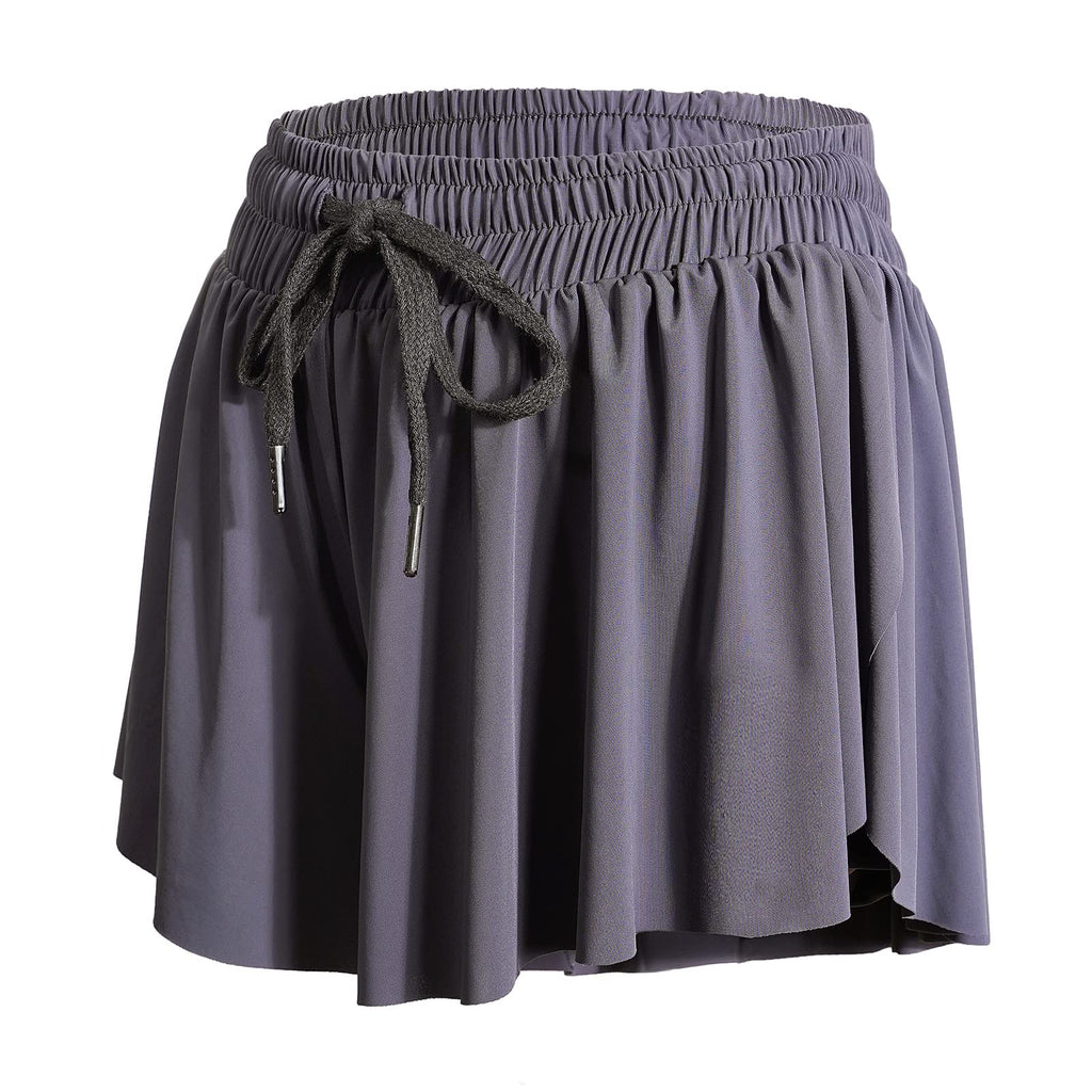 2 in 1 Flowy Athletic Clothes for Women Skirt Shorts Gym Yoga Workout Running Spandex Cute Comfy Lounge Sweat Teen Girls Cheer Skort Summer (XL Grey)