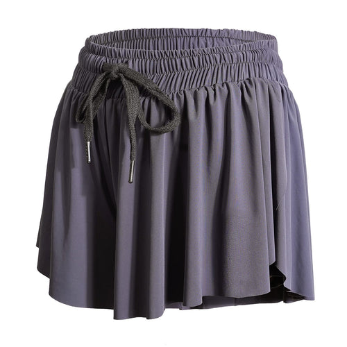 2 in 1 Flowy Athletic Clothes for Women Skirt Shorts Gym Yoga Workout Running Spandex Cute Comfy Lounge Sweat Teen Girls Cheer Skort Summer (XL Grey)