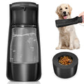 COMTENS Dog Water Bottle with Food Container - Collapsible Portable Dog Water Dispenser Leak Proof Puppy Drinking Cup Dog Travel Water Bowls Accessories for Pet Outdoor Walking Hiking (Black)