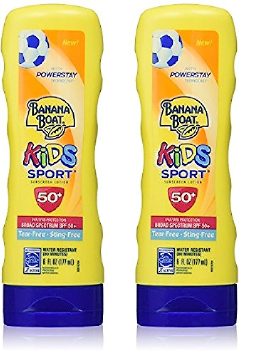 Banana Boat Kids Sport Tear-Free Sting-Free Broad Spectrum Sunscreen Lotion SPF 50+ - 6 Ounce (2-Pack)