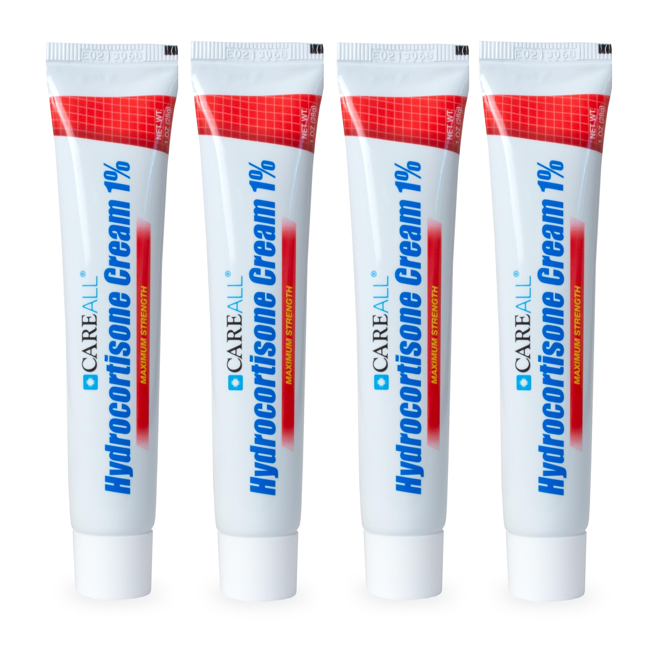 CareAll Hydrocortisone 1% 1oz Tube (Pack of 4) Maximum Strength Anti-Itch Cream Relief from Itching and Redness from Bug Bites Eczema Psoriasis Poison Ivy Oak and Sumac