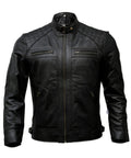Mens Genuine Leather Biker Jacket Black | Vintage Brown Distressed Lambskin Motorcycle Jackets for Men (Black 3X-Large)