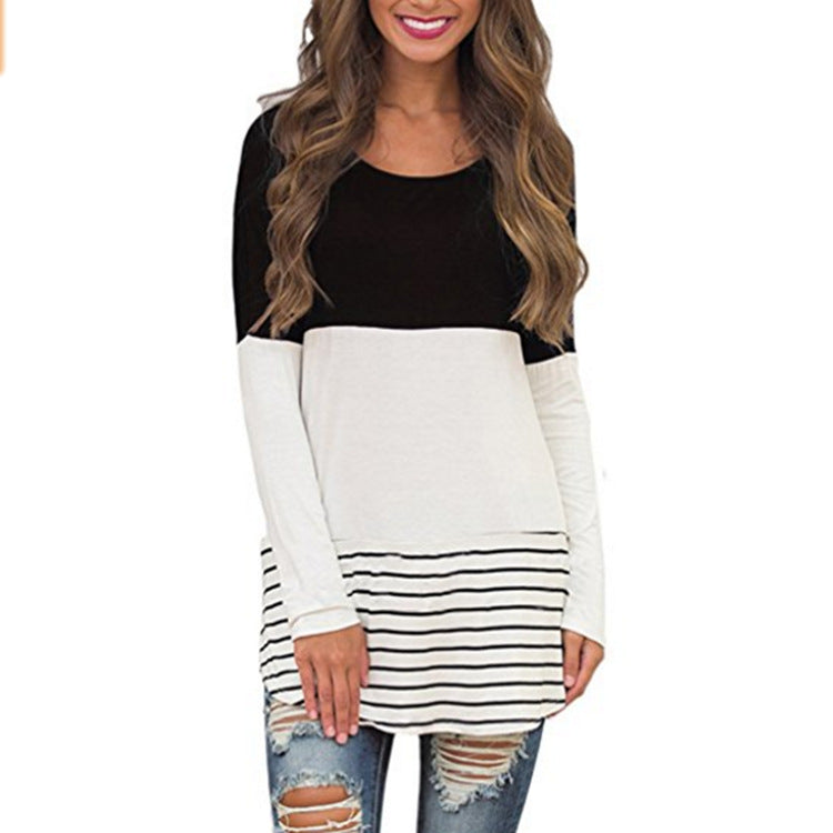 Women's Color-Block Long Sleeve Dress with Lace Back
