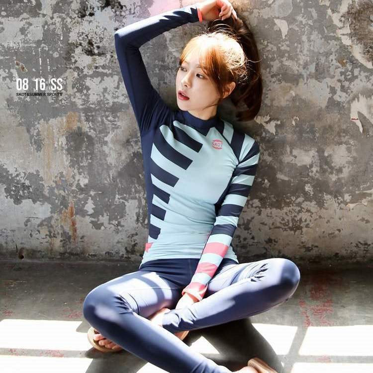 Women's Long Sleeve Two-Piece Sun Protection Swimsuit