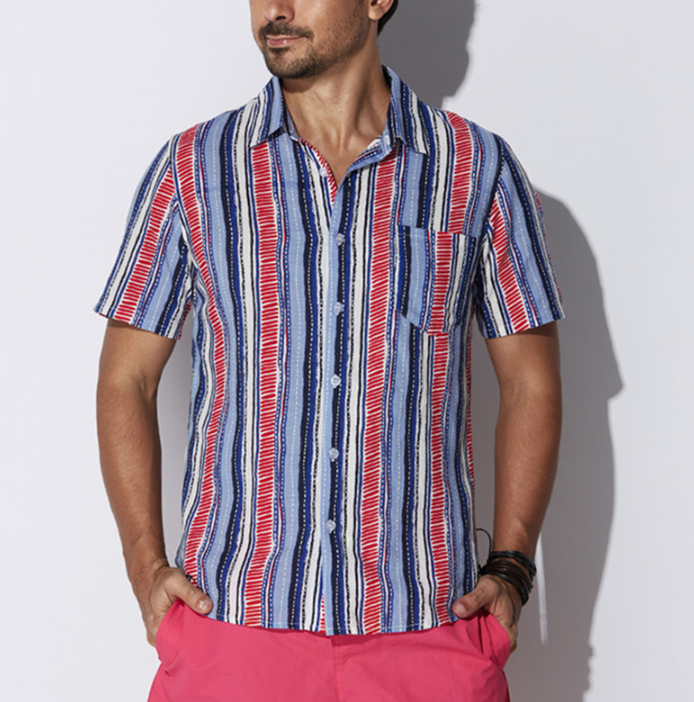 Men's Striped Short Sleeve Shirt - Summer Fashion Style