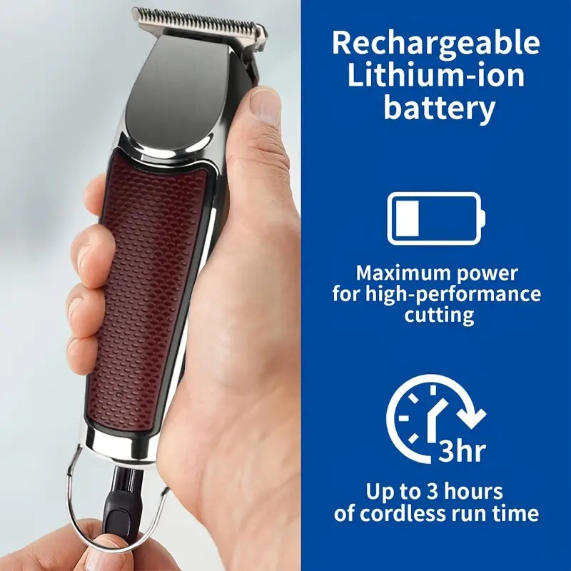 Cordless Hair Clipper and Beard Trimmer with T-Blade
