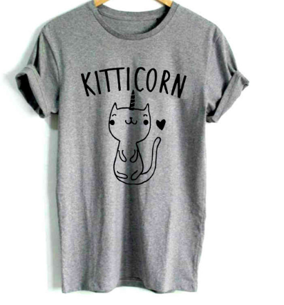 Unicorn T-Shirt with Short Sleeves and Letter Design