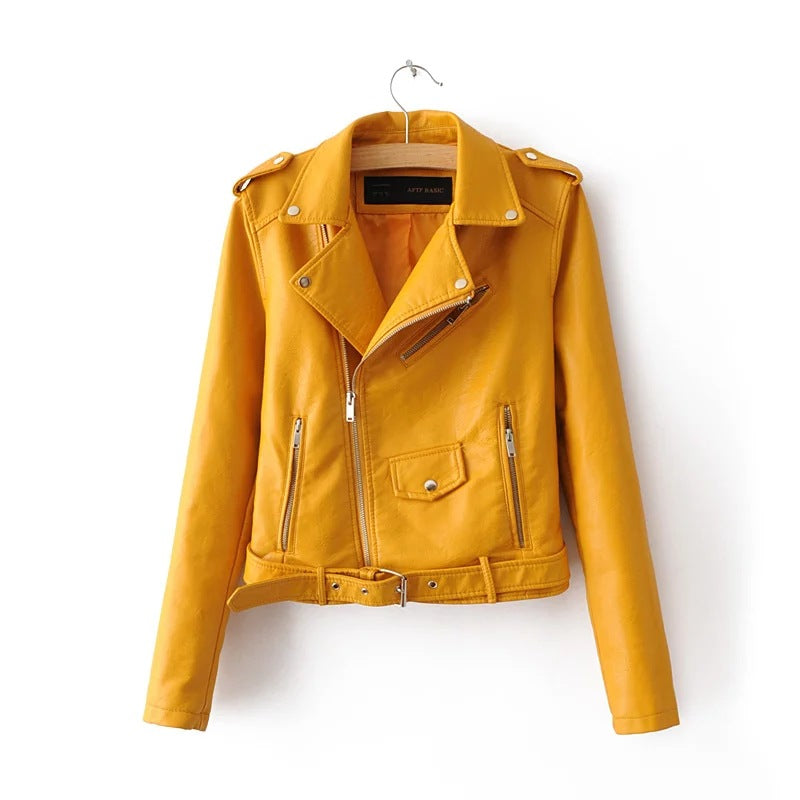 2020 Women's Slim Fit Leather Jacket with Zipper